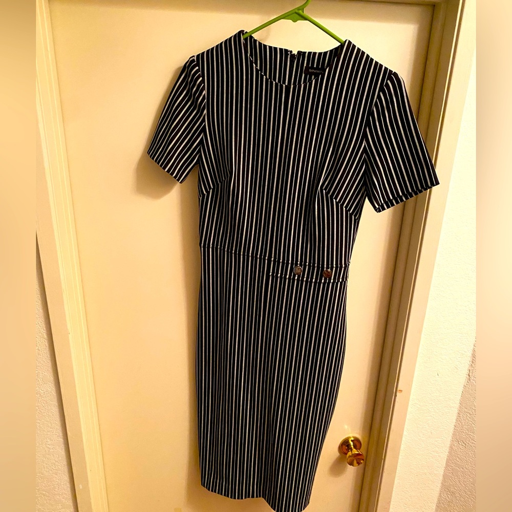 Banana Republic Short Sleeved Striped Midi Dress